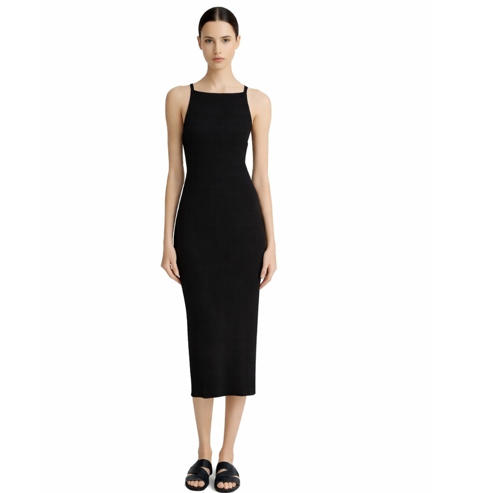 NWT Vince Black Rib Tank Midi Sweater Dress Size Medium
